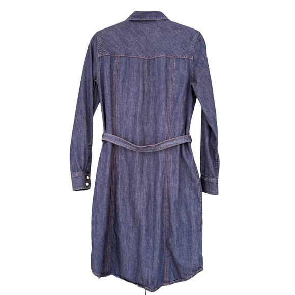 dress GAP XS blue all cotton denim shirt long sleeve snap close classic collar - Picture 7 of 15
